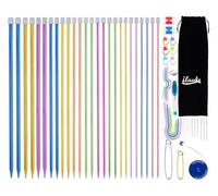 ilauke 60Pcs Knitting Needles Set, 13 Pairs Stainless Interchangeable Circular Knitting Needles Set 2mm-10mm, Locking Stitch Makers, Measure Tape (13 Colours)