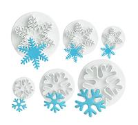 ilauke 6Pcs Snowflake Cookie Cutter Fondant Cake Decorating Plunger Sugarcraft Cutter Mold Tools