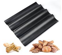 ilauke Baguette Baking Tray Perforated French Stick Loaf Baking Molds Pan for 4 Baguettes
