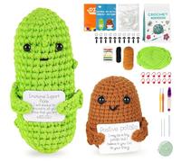 ilauke Crochet Kits for Beginners, Christmas Gifts - Crochets Kit for Adults with Step-by-Step Video Tutorials, Learn to Crochet (Potato & Pickle)