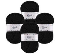 ilauke Crochet Yarn 4 x 50 g Hand Knitting Yarns, Black Acrylic Wool for Knitting, Crochet and Crafts
