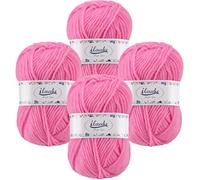 ilauke Crochet Yarn 4 x 50g, Hand Knitting Yarns, Acrylic Wool for Knitting, Crochet and Crafts, Pink