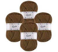 ilauke Crochet Yarn 4 x 50g, Hand Knitting Yarns, Brown Acrylic Wool for Knitting, Crochet and Crafts, 4ply Acrylic Crochet Yarn for Beginners Adults for Crochet Knitting and Crafts