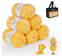 ilauke Crochet Yarn 6 x 50g Wool Packs, Acrylic Yarn Wool for Knitting 4-ply, Hand Knitting Wool for Blankets Dolls Craft Projects, with a Carrying Bag, Yellow