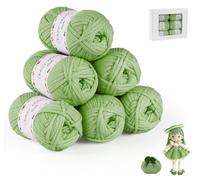 ilauke Crochet Yarn 6x50g, Green Easy Knitting Yarn, No Split Yarn Thick Yarn, Chunky Cotton Yarn for Crochet, Thick Bulky Cotton Yarn for Knitting, Crochet and Crafts