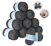 ilauke Double Crochet Yarn for Knitting, 12 x 50g Soft Chunky Yarn Set Acrylic Yarn for Crochet, 1200 Metres Professional Knitting Yarn for Blankets, Handcrafts, Hats, Gloves (Grey)