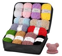 ilauke Fluffy Yarn 12x50g, Fluffy Wool for Knitting, Flutterby Chunky Yarn for Crochet, Wool for Blanket, Baby Clothes, Dolls, Rug