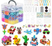 ilauke Fuse Beads Kit- 14900Pcs 5mm Iron Beads Set, Arts and Crafts Set for Kids in 30 Colors with 7 Pegboards, 2 Tweezers, 5 Ironing Paper, 120 Patterns, Fuse Bead Craft Kit for Kids DIY Crafts