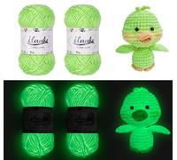 ilauke Glow in The Dark Crochet Yarn 2x50g, Polyester Knitting Yarn for Crocheting, Suitable for Easter Halloween Christmas Handcraft DIY Projects Blankets Clothes, Green
