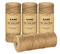 ilauke Jute Twine, Total 1300 Feet Natural Christmas Jute String, 2mm 3 Ply Art Craft Garden Twine Jute Rope for Floristry, DIY Gift Packing, Gardening Bundling and Wedding Decorating