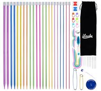 ilauke Knitting Needles Set 56Pcs, 35cm 11 Pairs Stainless Steel Single Pointed Knitting Needles 2mm-8mm, Knitting Kit for Beginners, with Knitting Accessories