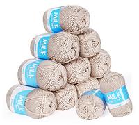 ilauke Knitting Wool 12X50g, ilauke Acrylic Crochet Yarn for Knitting, Double Knitting Yarn 1200m Baby Wool Super Soft for Blankets, Baby Clothes Handcrafts (Creamy Latte)