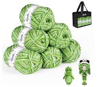 ilauke Knitting Wool 6 x 50g, 4 Ply Crochet Yarn with Carrying Bag, Acrylic Yarn for Knitting, Double Knitting Yarn for Craft Projects Toys Blanket, Green