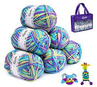 ilauke Knitting Wool Yarn for Crochet (6 X 50g, 4-Ply), Double Knitting Wool Crochet Yarn Balls, Acrylic Yarn with Carrying Bag, Crochet Thread for DIY Knitting Crafts