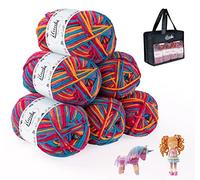 ilauke Knitting Wool Yarn for Crochet (6 X 50g) Assorted Colors Acrylic Wool for Knitting, Colorful Double Knitting Yarn for DIY Knitting Craft and Crochet Project (Multi-Colored,4-Ply)