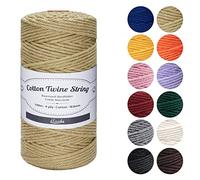 ilauke Macrame Cord 3mm x 100m, Natural Macrame Cotton Cord DIY Craft Cotton Rope for Wall Hanging, Plant Hangers, Crafts, Knitting, Decorative Projects, Khaki