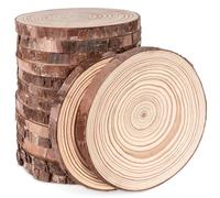 ilauke Natural Wood Slices 16 Pcs 11-12cm Circle Wooden Discs Unfinished Log Wooden Rounds for Arts Crafts Wall Decor Wedding Christmas DIY Projects