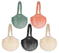 ilauke Reusable Shopping Bags 5Pcs, Large Mesh Bags 70x43cm, Cotton String Bags with Long Handle, Grocery Net bag for Fruit Vegetable, 4 Colour