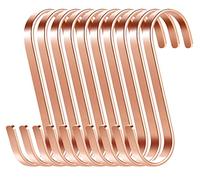 ilauke S Hooks for Kitchen - 10 Stainless Steel Hanging Hooks 3 Inch S Shape Metal for Bathroom Office Garden Butcher Hooks (Rose Gold)