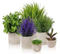 ilauke Set of 6 Decorative Artificial Plants Small Artificial Plants In Pots Decorative Fake Plant for House Office Balcony Desk Bathroom Decoration