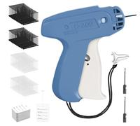 ilauke Tag Gun for Clothes, Standard Retail Price Tag Applicator Gun with 2000 Tag Gun Barbs, 250 Price Labels and 2 Replacement Needles Label Tagging Gun for Clothes Sock Hat, Safety Cap(Blue)