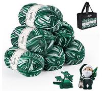 ilauke Yarn for Crochet 6 x 50g, Knitting Wool Yarn 4-ply with Carrying Bag, Wool Packs for DIY Crafts Blanket Christmas Dolls, Double Knitting Wool, Dark Green