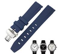 ILAZI 19mm 20mm Curved End Rubber Watchband for Tissot 1853 Lelocle PRC200 Rolex Submariner Hamilton Omega Waterproof Watch Strap(Blue,20mm)