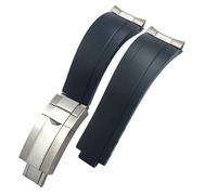 ILAZI 20mm Rubber Short Buckle Watchband For Rolex Daytona Submariner OYSTERFLEX Yacht Master Small Wrist Silicone Strap(Black,SilverGold Buckle Li)