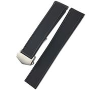 ILAZI 22mm Rubber Silicone Watch Strap Waterproof Bracelet Watchband For TAG HEUER AQUARACER 300 WAY201B CALIBRE 5 Watchchain(Black-silver)