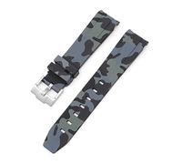 ILAZI Curved End 20mm Nature Fluorine Rubber Watchband Replace For Rolex Strap New Green Submariner Explorer 2 Role WatchBands(CamouflageBlack)