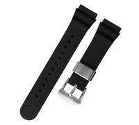 ILAZI For Seiko 5 No. Solar watchband men silicone rubber strap 22mm sports diving canned SNE537 SRPA83J1 Wrist strap(Black silver buckle)