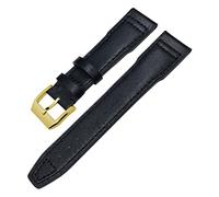ILAZI Genuine Leather Watchband For IWC Mark XVIII Le Petit Prince Pilot’s Watch 20mm 21mm 22mm Cowhide Strap(Black black gold,22mm)