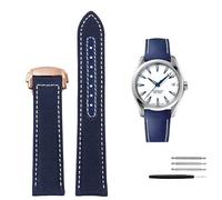 ILAZI High Density Nylon leather strap For Omega New Seamaster 300 Super Master AT150 Fabric Leather AQUA TERRA men's strap 19mm 20mm(Blue White RG,20mm)