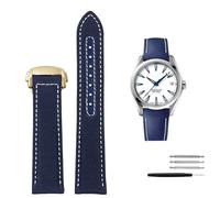 ILAZI High Density Nylon leather strap For Omega New Seamaster 300 Super Master AT150 Fabric Leather AQUA TERRA men's strap 19mm 20mm(Blue White gold,20mm)