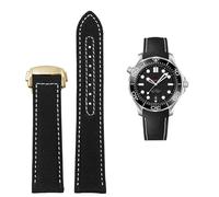 ILAZI High Density Nylon leather strap For Omega New Seamaster 300 Super Master AT150 Fabric Leather AQUA TERRA men's strap 19mm 20mm(Black White gold,19mm)