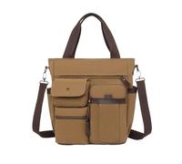 ILAZI Men Canvas Messenger Bag Camping Crossbody Bags Sling Shoulder Bag for Travel Work College Reto Men's School Handbags Briefcase(Brown)