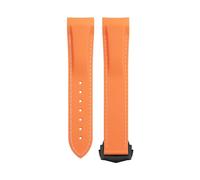 ILAZI Soft Flexible Rubber Watchband For Omega Speedmaster Moonwatch Seamaster 300 AT150 PLANET OCEAN 600 Wristband 20/21/22mm Black Tip Buckle(Orange White,21mm)