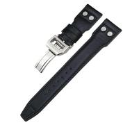 ILAZI Thick Real Leather Calfskin Watchband 21mm 22mm For IWC Big PILOT Spitfire IW5009 IW3777 Rivets Cowhide Watch Strap(Black black plain2,22mm)