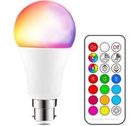 iLC B22 Colour Changing Light Bulb Cool White 6000K, Bayonet RGBW LED Light Bulbs 10W-12 Colour Choices - Remote Controller Included for Home/Decoration/Bar/Party/KTV Mood Ambiance Lighting