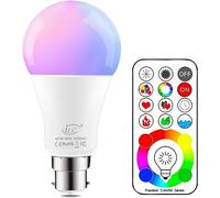 iLC B22 LED Colour Changing Light Bulb with Remote Control RGBW Bayonet - 120 Different Color Choices - RGB Daylight and White Dimmable Coloured - Timing Function