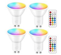iLC GU10 LED Light Bulbs Colour Changing 12 Colors 5W Dimmable Warm White 2700K RGB LED Spot Light Bulb with Remote Control, 40 Watt Equivalent (Pack of 4)