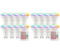 iLC GU10 LED Light Bulbs Colour Changing 12 Colors 5W Warm White 2700K RGB LED Spot Light Bulb with Remote Control, 40 Watt Equivalent (Pack of 16)