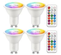 iLC GU10 LED Light Bulbs Colour Changing 5W, 12 RGB Colours + 2700K Warm White LED Spot Lights Bulb, Spotlight with Remote Control Timer Function, Suitable for Bedroom/Living Room/Kitchen (Pack of 4)