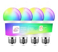 iLC LED Colour Changing Light Bulb That Work with Alexa(Echo Devices Required) E27 2700K-6000K 10W RGBW, Sync to Music, Alexa Light Bulbs Multi-Color 60 Watt Equivalent (4 Pack)