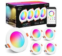 iLC LED Downlights for Ceiling, Work with Alexa(Echo Device Required) Φ68-85mm Hole, Colour Changing DownLights, Smart Recessed Ceiling Lights with APP Control, 800LM, 2700K-6000K + RGB (Pack of 4)