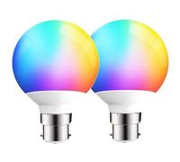 iLC LED Globe Alexa Light Bulbs B22, Work with Alexa (Echo Devices Required), 6W G80 Smart Light Bulb Colour Changing Light Bulb Warm White 2700K +RGB, Bayonet (2 Pack)