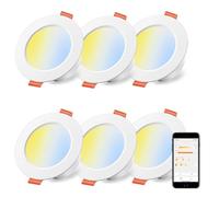 iLC Smart Recessed LED Downlights for Ceiling Lights, Work with Alexa (Echo Devices Required), 8W, Ø68-85mm CCT Color Temperature Turnable 2700K-6000K, IP44, APP Controlled for Bathroom (6 Pack)