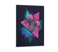 Ilcargoa Pink Clover Dark Poster Floral Canvas Art Painting Office Home Wall Decor Gifts 16x24inch(40x60cm)