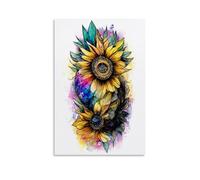 Ilcargoa Watercolor Sunflower Art Poster Floral Canvas Art Painting Office Home Wall Decor Gifts 12x18inch(30x45cm)