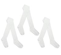 ILCK Girls 3 Pairs Back To School Plain Cotton Rich Tights, 5-6 Years, White